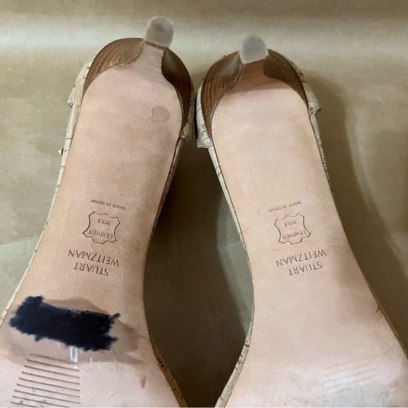 Stuart Weitzman | Nunaked Cork Mid-Heel Strap Sandals Nudist Heels Size 9.5 - Picture 14 of 14